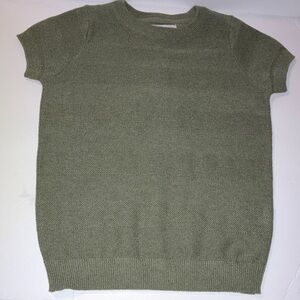 Kids Olive Green Short Sleeve‎ Textured Knit Shirt Recycled Yarn Size 8